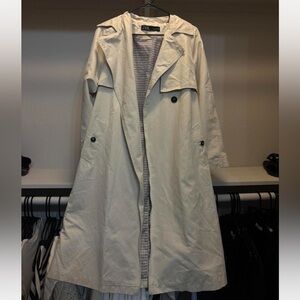 Zara Cream Button-Front Trench Coat